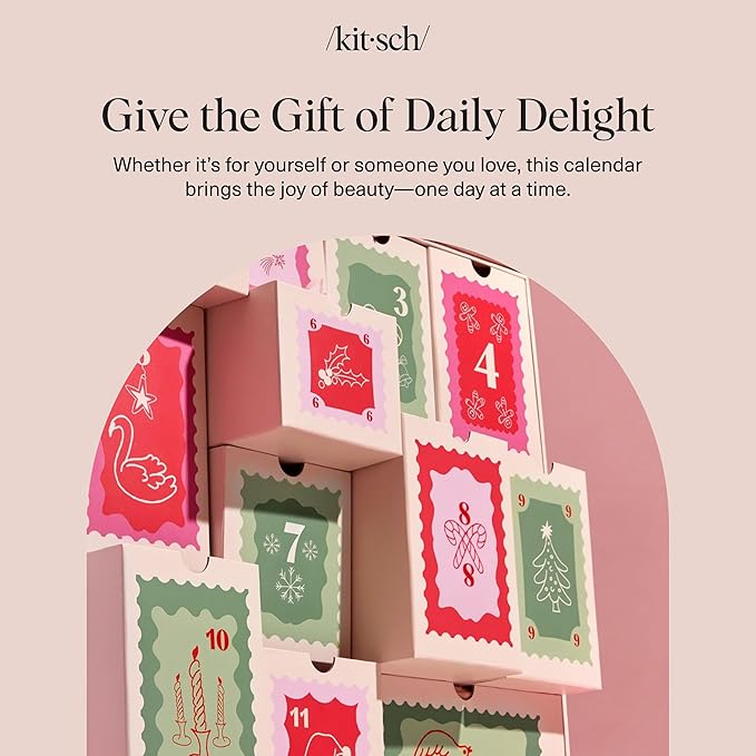 Kitsch Holiday Advent Calendar – Christmas Advent Calendar 2025 with Full-Size Hair Accessories & Beauty Essentials – Festive Self Care Gifts for Women, Limited Edition Christmas Gifts