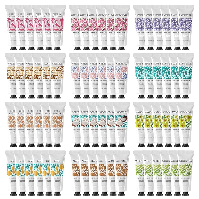 BODY & EARTH # LOVE 72 Pack Natural Plant Fragrance Moisturizing Hand Cream for Dry Hands Hand Cream Gift Set For Women and Girls Hand Lotion Travel Size with Shea Butter Gifts for Women 72x1.0 oz