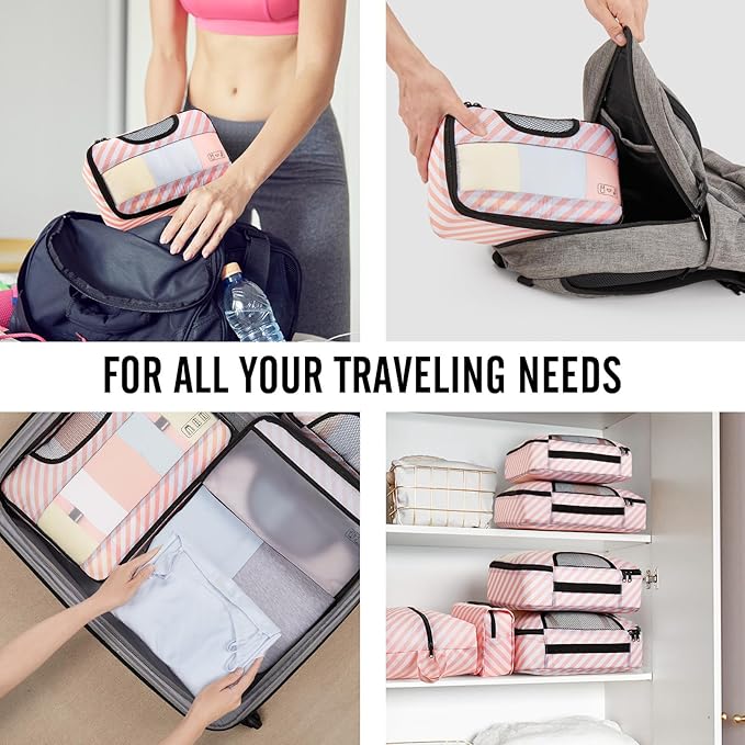 Veken 10 Set Packing Cubes for Travel Essential, Suitcase Organizer Bags in 4 Sizes, Carry-On Luggage Accessories with Large Laundry & Hanging Toiletry Bag, Must-Have for Airplane, Road Trip & Camping