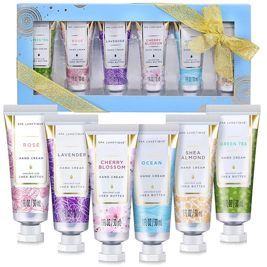 spa luxetique Hand Cream Set Gifts for Women Travel Size Hand Lotion for Dry Skin Care Scented Hand Lotion Gift Sets for Women Ideal Gifts for Her Birthday Sets for Women 6 x 1.0 oz/30ml