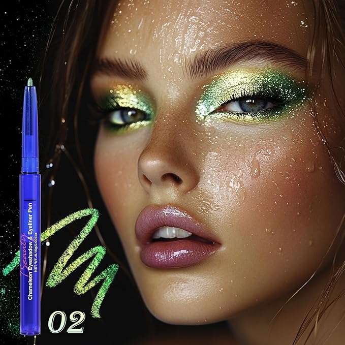 UCANBE Chameleon Eyeshadow & Eyeliner Gel Pencil-Multichrome Shifting Colors Metallic Glitter Eye Makeup,Waterproof Long-Lasting Smudge-Proof Multi-Dimensional Color (Forest Green to Chartreuse Gold)