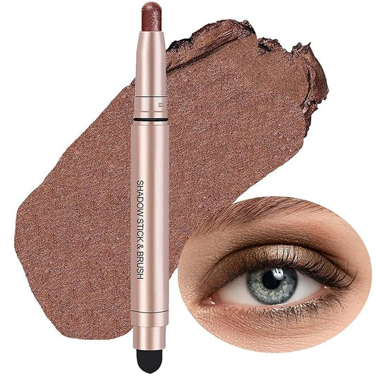 Brown Eyeshadow Stick Makeup, Highlighter Cream Eye Shadow Pencil, Waterproof Hypoallergenic Long Lasting Matte Crayon, Glitter Primer Palette Shimmer Eyeliner Pen