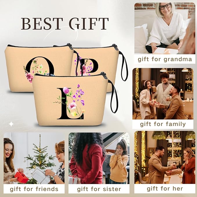 Happy Birthday Friendship Bridesmaid Team Gifts for Employees Women Mom Aunt Daughter Teenage Girl Personalized Make up Cosmetic Bag Travel with Mirror Mothers Day Christmas Graduation L