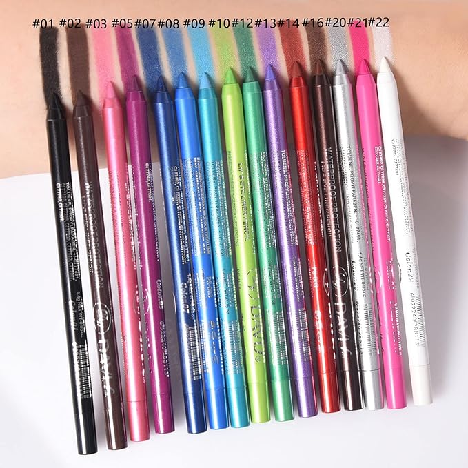 ADIMANIS 9PCS Colored Eyeliners Pen Set, Colored Eyeliner Pencils Pearl Eyeliner Kit Glitter Eye Liners for Women, Eye Shadow Pencil, Lip Liner, Professional Eye Makeup Set for Cosplay