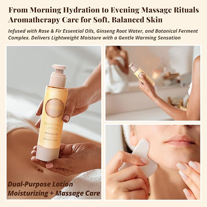 Rose & Fir Aromatherapy Lotion – Lightweight Botanical Moisturizer for Body & Massage, Gentle Warming Care with Forest Rose Aroma for Relaxed Self-Care, 3.4 fl oz / 100 ml