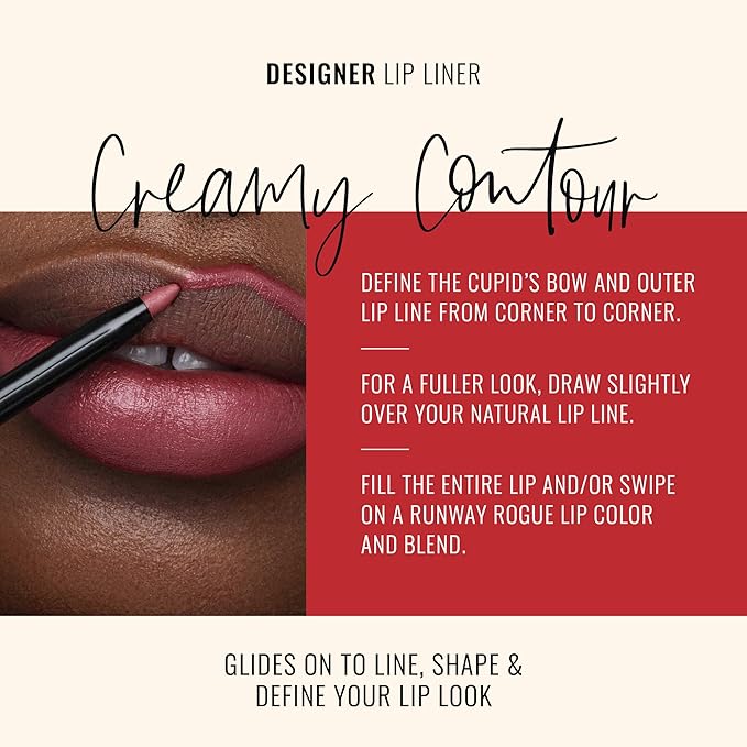 Runway Rogue Designer Liner Lip Pencil, Matte Muted Raspberry Lip Liner Pencil and Lip Liner Sharpener, ‘Open Call’