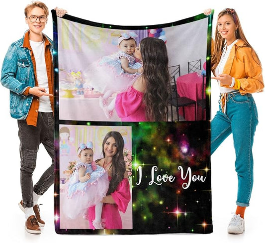 Personalized Gifts for Mom, Custom Blanket with Photos, Personalized Photo Blankets Using My Own Photos, Customized Blankets with Pictures, Birthday Gifts for Women Men Baby Child