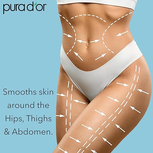 PURA D’OR 16 Oz Organic Anti-Cellulite Massage Oil for Toned Legs and Butt - Lemon Peel, Moringa, Grape Seed, Grapefruit & Eucalyptus Oils - Skin Firming & Tightening