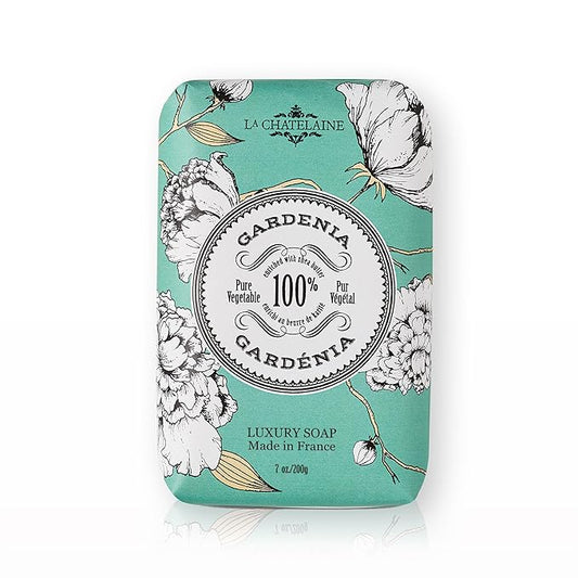 La Chatelaine Luxury Bar Soap | Natural Shea Formula | 7 oz (Gardenia, 7 oz)