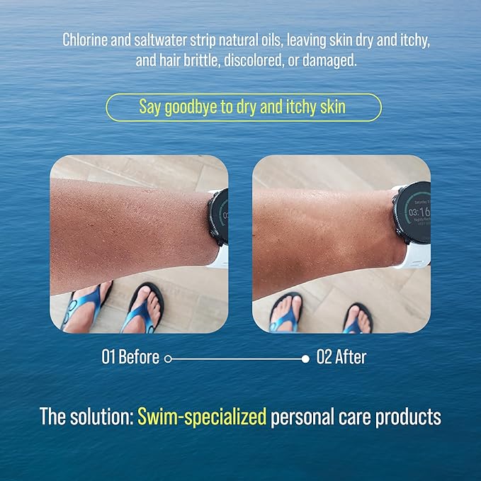 TRIHARD Chlorine Removal Body Wash and Lotion Set, Protects and Hydrates Sensitive Skin from Pool and Ocean, Pool Essentials for Pre and Post Swim Chlorine Skin Protection