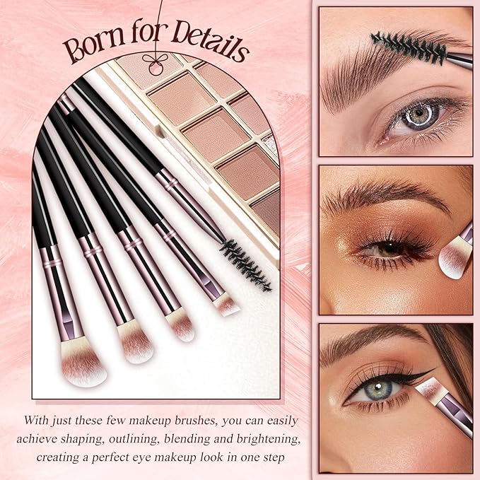 Makeup Brush Set, Premium Synthetic 10 PCS Makeup Brushes, Travel Makeup Brush Set with Soft Hairs, Makeup Brushes Set Professional for Blush, Eyeliner, Eyeshadow, Concealer, and Foundation (Black)