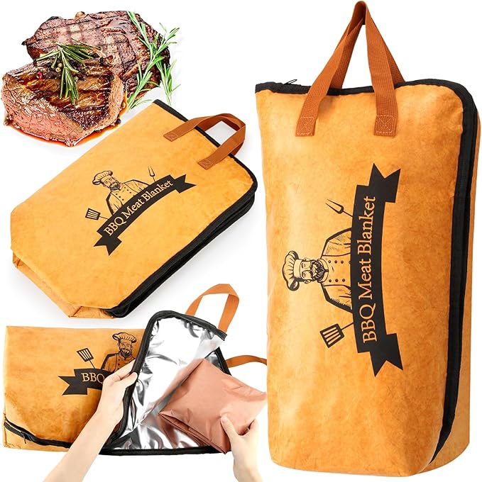 21in BBQ Blanket for Resting Meat-Smoking Meat Insulated Bag for Brisket/Beef/Pork Shoulder/Turkey-White Elephant Christmas Stocking Stuffers Birthday Anniversary Smoker Accessories Gift for Men