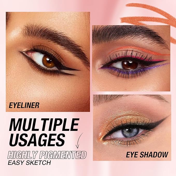 LANGMANNI 6Pcs Metal Colorful Eyeliner Pencil Set - Matte & Shimmer Eye Makeup,Smooth Use Long-Lasting & Waterproof Eyeliner Set(#01+05+07+09+10+11)