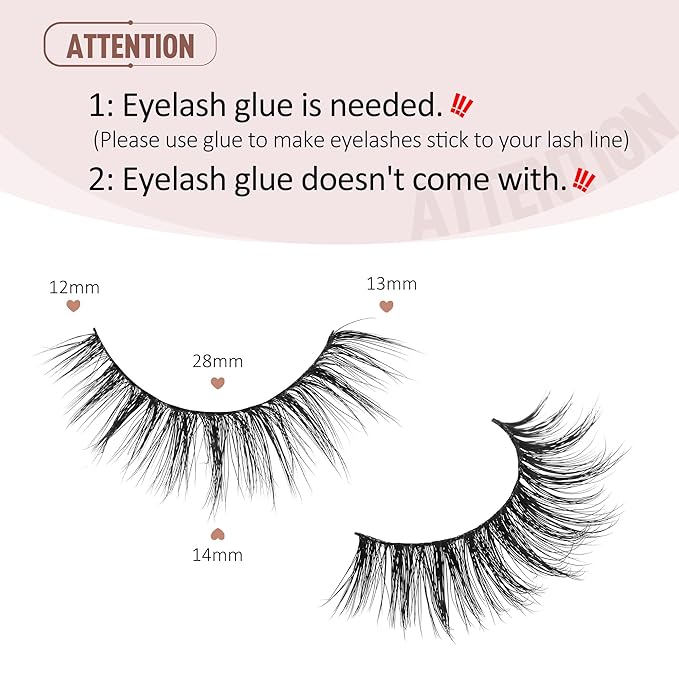 Onlyall Natural Lashes Wispy Lashes Natural Look False Eyelashes Natural Flared Eyelashes False Eye Lashes Soft Fluffy Lashes 7 Pairs D-K08