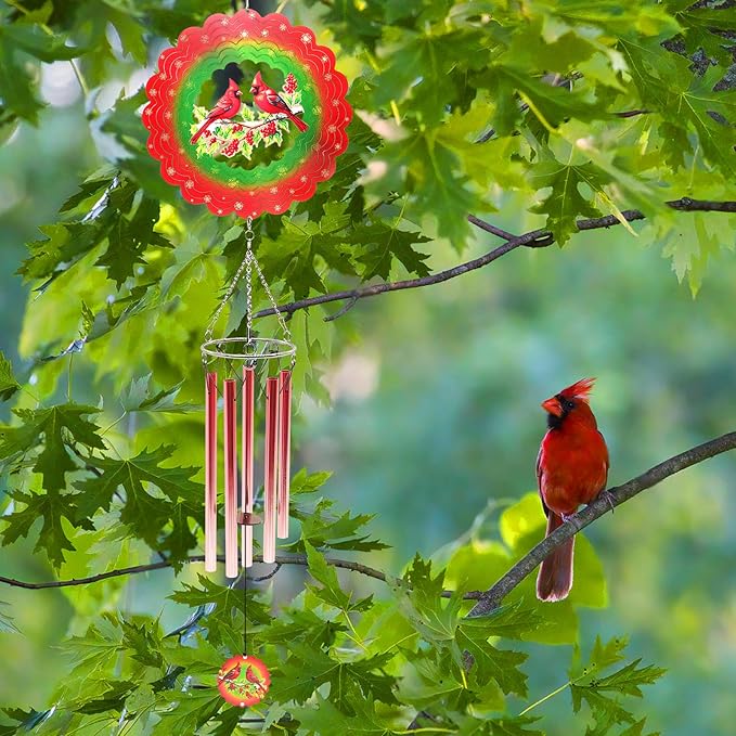 Wind Chimes with Cardinal Wind Spinner, Mom Gifts for Christmas Grandma Mom Women Birthday Retirement Teacher, 31" Windchimes Outdoor Decor Hanging Mobile for Garden Porch Patio Backyard