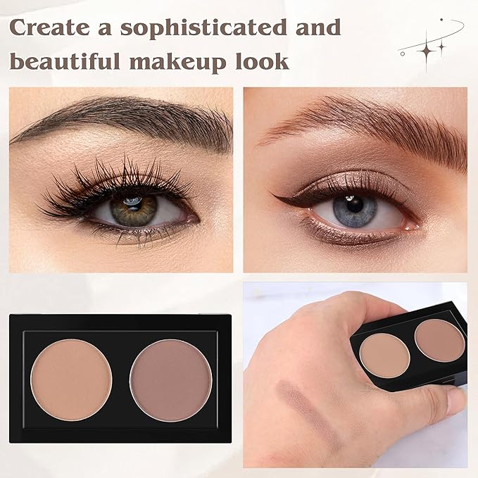 Duo Eye Shadow Powder，Nude &Warm Gray Matte Eyeshadow Makeup Palette，Neutral Shades Eyeshadow Palette for Woman Daily Eyes Looks，Highly Pigmented，Smooth, Blendable，sombras de ojos, Cruelty-Free 04