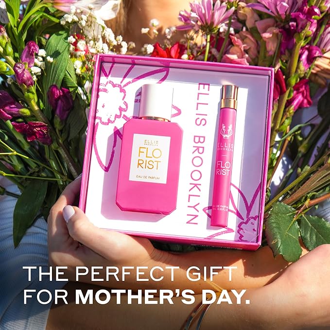 Ellis Brooklyn FLORIST Eau De Parfum Gift Set – Fresh Floral Perfume for Women with Italian Bergamot, Tuberose & Cedarwood – Vegan & Cruelty-Free – Perfect for Mother’s Day! (50ml + 10ml Travel Spray)
