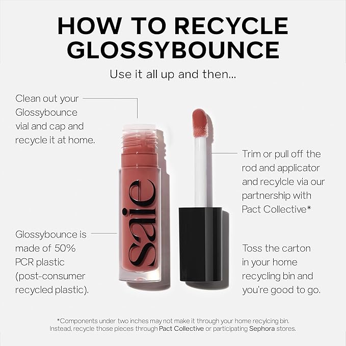 Saie Glossybounce - Hydrating Lip Gloss and Tinted Lip Oil Hybrid with Hyaluronic Acid & Jojoba Oil for Non-Sticky, Ultra-Shiny, Plump & Soft Lips - Everyday Makeup Essential - Play (.17 oz)