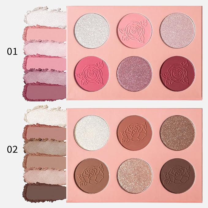Blush Palette, 6 Colors Highlighter Blush Powder Makeup, Long-Wearing, Smudge Proof, Natural-Looking, Blendable Cruelty-Free Matte Finish, Cream Contour Palette and Blush Palette Face Makeup