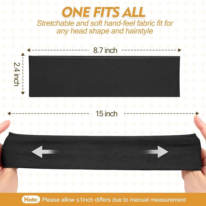 Headbands for Women and Men - 8 Pcs Black White Headband Hair Bands Accessory Stretchy Soft Fabric Sweat Head band for Workout Sport Stocking Stuffers for Men Women Husband Wife Friend Christmas Gifts