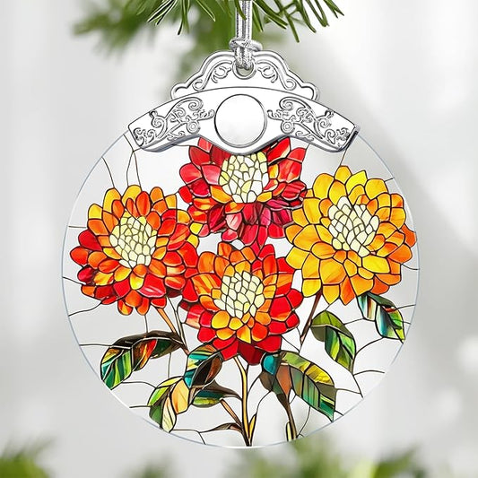 Christmas Ornaments: Stained Glass-Style October Birth Flower Ornament – Christmas Tree Decorations, Holiday Party Gifts, Mother's Day & Birthday Gifts for Women, Mom & Grandma | Birth Flower Gift