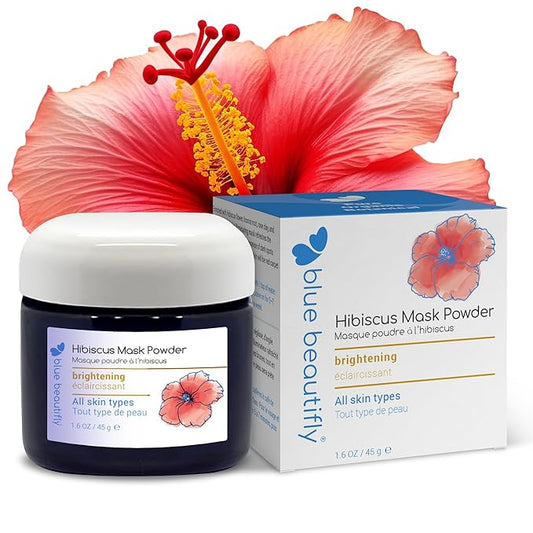 Blue Beautifly Hibiscus Clay Mask for Face | Refreshes Complexion | 100% Organic Plant Powders, Colloidal Oatmeal, & Rose Clay | Reveals Skin’s Natural Youthful Glow | 1.6 oz