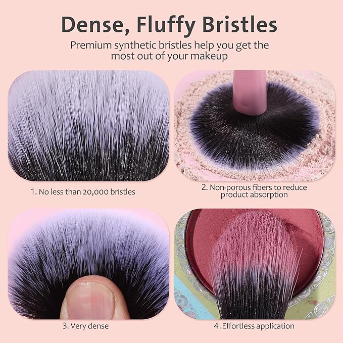 Travel Makeup Brush Set Mini Makeup Brushes For Foundation Concealer Eyeshadow Blush Blending & Buffing Liquid Cream Powder 6PCS Travel Size Complete Function Cosmetic Brushes Kit with Case