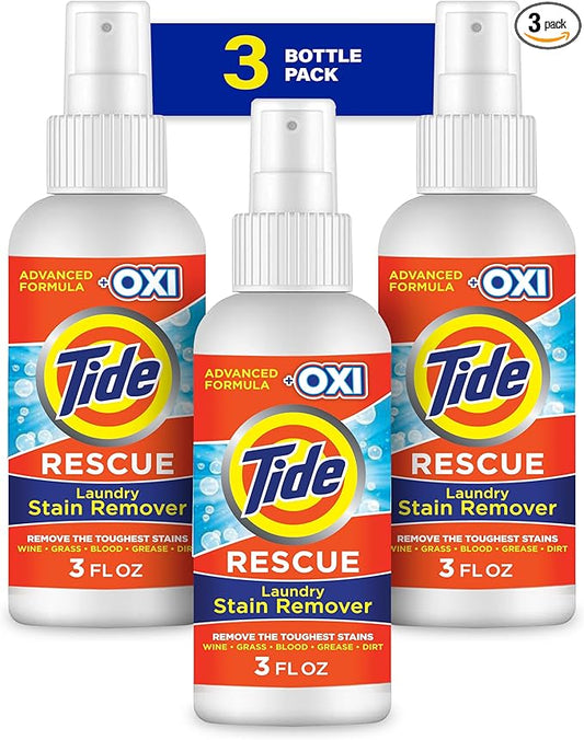 Tide Laundry Stain Remover Spray with Oxi, Travel Stain Remover for Clothes, Carpet, Upholstery, Pet Bedding, Stain Treater Spray for Tough Stains from Wine, Coffee, Grease, 3 Oz (Pack of 3)