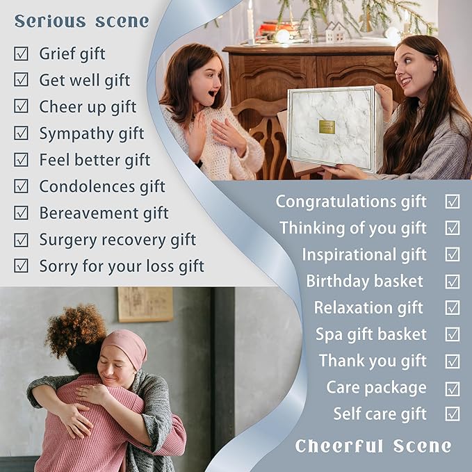 Get Well Soon Gift Baskets - 12PC Care Package for Women After Surgery, Birthday, Sympathy & Grief Gifts (Grayish)