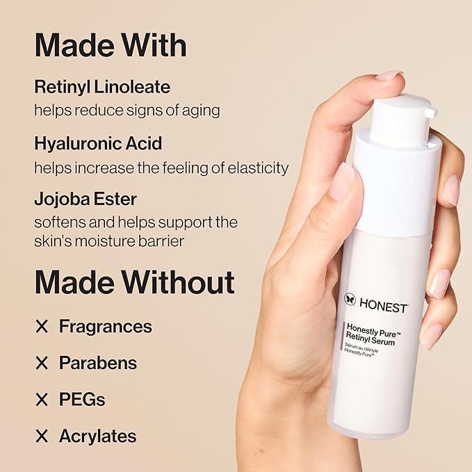 Honest Beauty Honestly Pure Nightly Retinyl Serum | Moisturizes, Exfoliates, + Reduces Fine Lines | Gentle for Sensitive Skin, Fragrance Free, Vegan | 1 fl oz