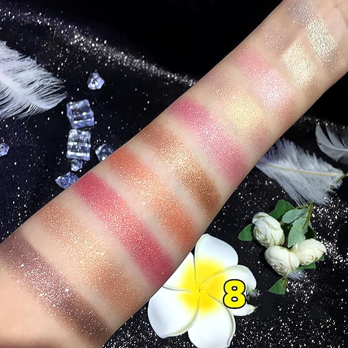 Glitter Eyeshadow Palette, 10 Colors Sparkle Shimmer & Matte Eye Shadow Highly Pigmented Waterproof Long Lasting Makeup Set (Color 8)