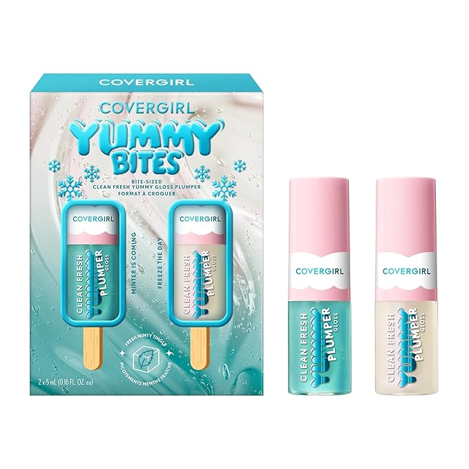 COVERGIRL Clean Fresh Yummy Gloss Plumper Bite-Sized Minis Kit - Minter is Coming & Freeze the Day - 0.16 fl oz each