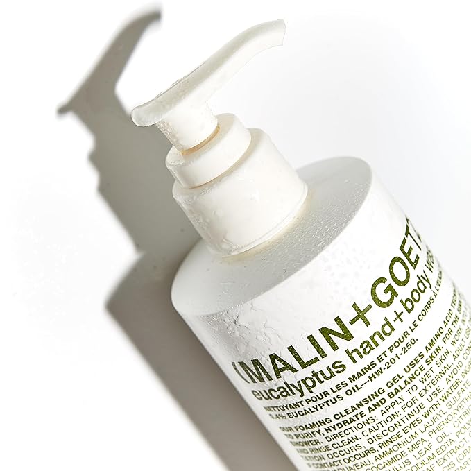 MALIN+GOETZ Eucalyptus Hand + Body Wash – natural hydrating soap,cleansing and purifying for all skin types, prevents stripping or irritation on sensitive skin. Cruelty-free. 8.5 fl oz