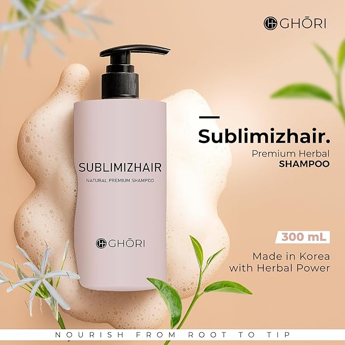 Sublimizhair Korean Herbal Shampoo for Dry & Damaged Hair | Hanbang Formula with Ginseng, Licorice & Tea Extracts | Gentle Scalp Cleansing | pH Balanced Shampoo | 300 ml / 10.1 fl oz
