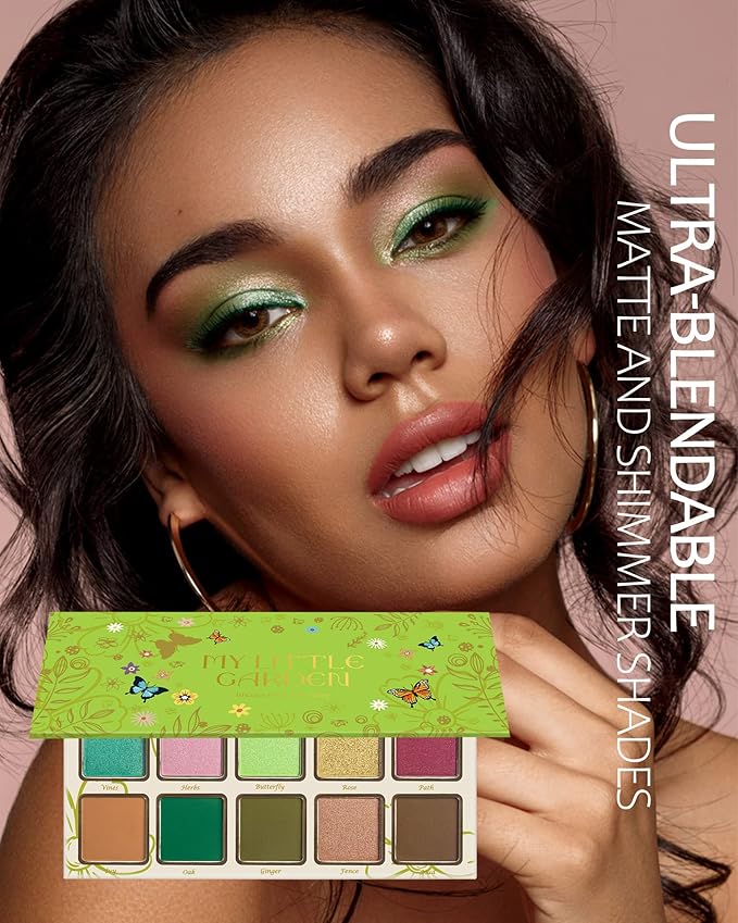 MAKI YIKA Green Eyeshadow Palette 10 Color Bright Emerald Olive Green Eye Shadow Shimmer Matte High Pigmented Long Lasting Glitter Eyes Makeup