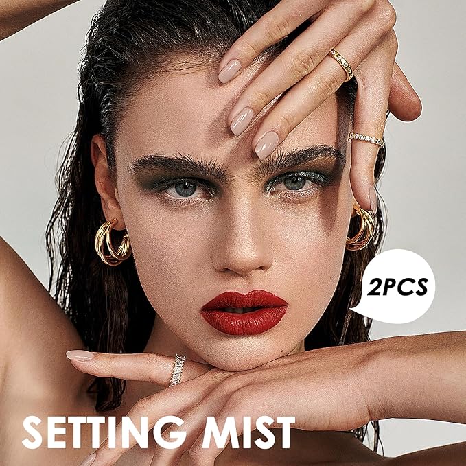 2PCS Makeup Setting Spray Set for Face, Weightless Long Lasting Waterproof Fixing Makeup Setting Face Spray, Smudge-proof, Hydrating & Refreshing Setting Spray(F)