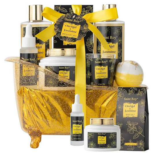 Fathers Day Gifts for Men Dad gift Spa gift basket Body & Skin Care Set, Spa Kit, Self-care Gifts, Spa Collection Gift Basket, Orchid Jasmine Bath and Body Gift Pampering Spa Gifts Mother's Day Gift