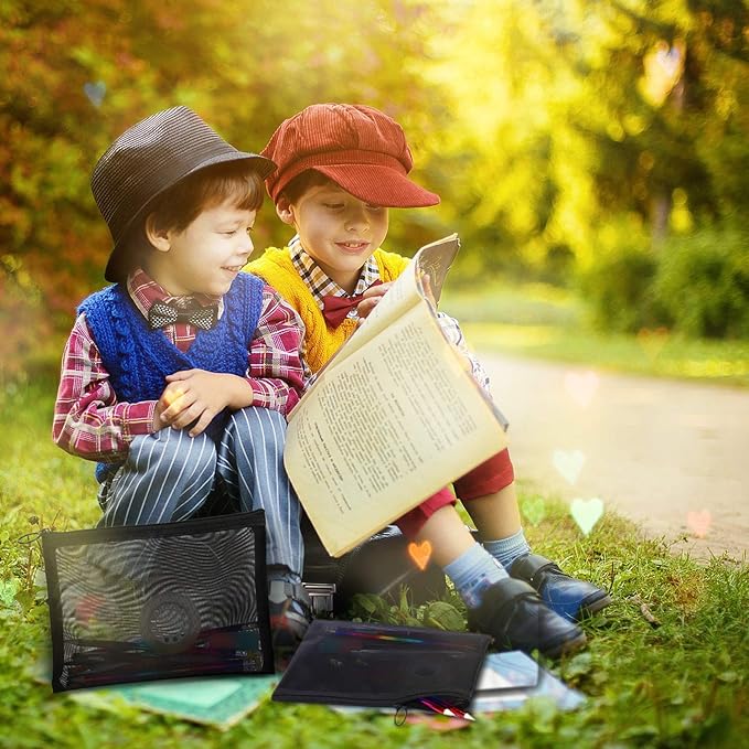 6 Pieces Mesh Makeup Bags Mesh Cosmetic Bag Portable Travel Organizing Zipper Pouch Toiletries Makeup Pouches for Home Office Travel Accessories