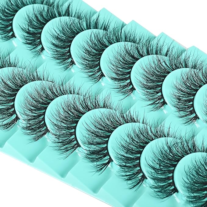 Natural Lashes Wispy Eyelashes Fluffy Mink Lashes Naturl Look Small Strip Eyelash 10 Pairs Short Lashes Pack Lightweight Cat Eye Lash Strips Set (Fluttery Lash | 10-17mm)