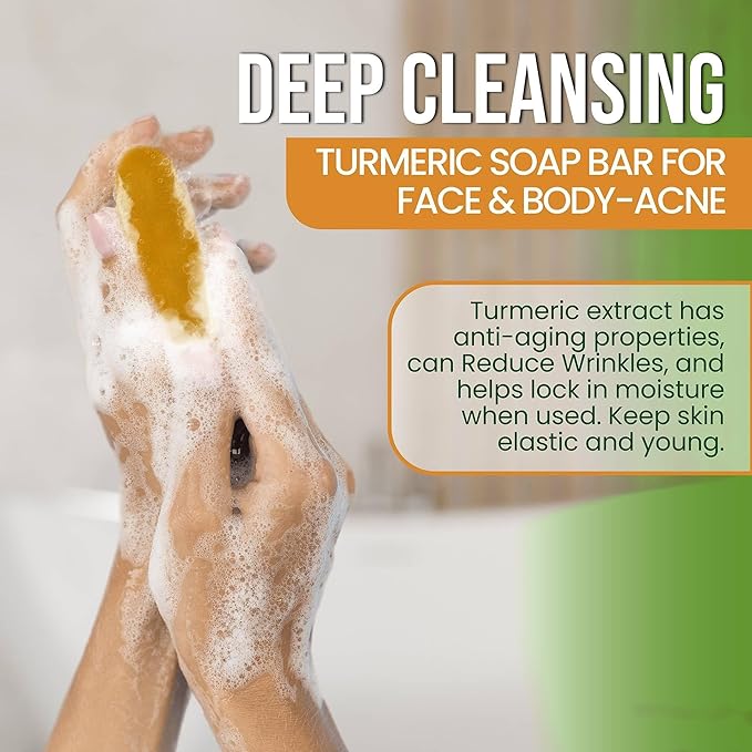 AMVital Turmeric Soap Bar for Face & Body, Smooth Skin, Natural Handmade Soap