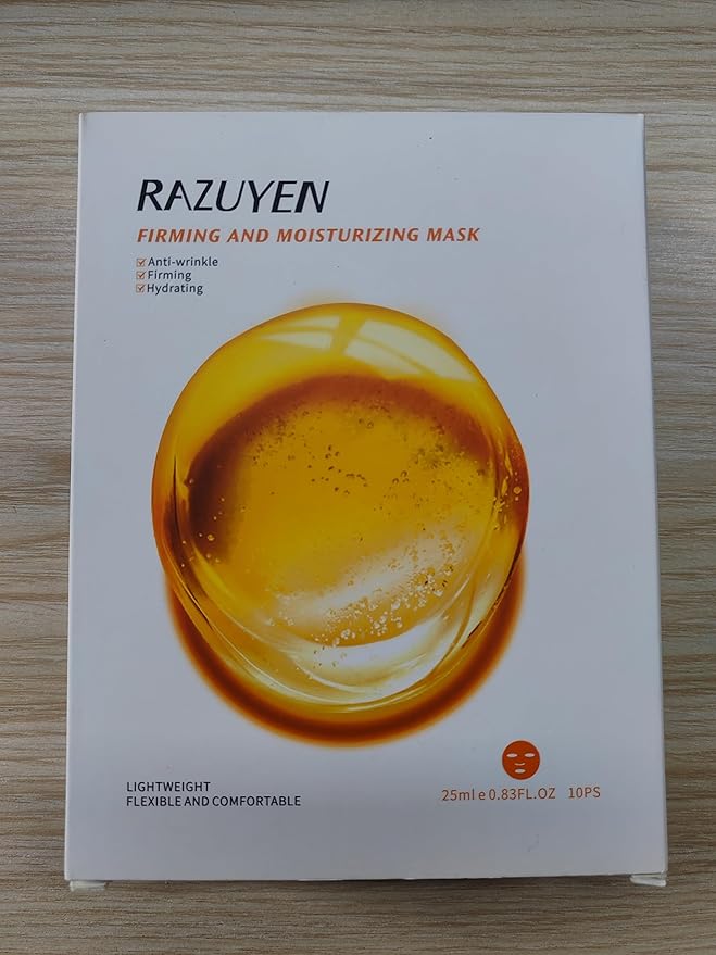 Firming and Moisturizing Sheet Face Masks (Pack of 10) with Hyaluronic Acid and Peptides, Reduce Fine Lines and Wrinkles, Hydrating & Anti-Aging Spa Face Mask, Facial Skin Care