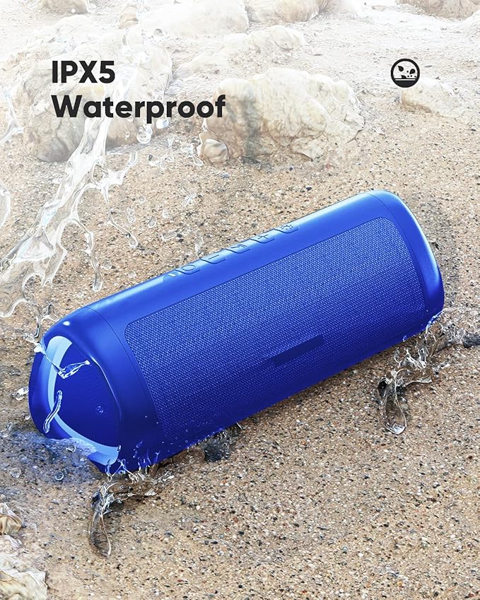 Bluetooth Speaker Stocking Stuffers for Men Women Teens Boys Girls: Portable Wireless, IPX5 Waterproof, White Elephant Gifts for Adults, Up to 20H Playtime, TWS Pair, for Home/Party/Outdoor (Blue)
