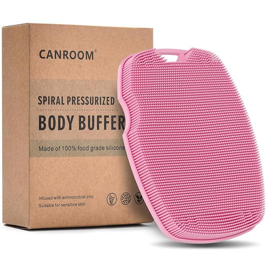Silicone Body Scrubber - Anti Zinc Infused-Highly Elastic Bristles Exfoliating Body Scrubber for Shower Body,Cellulite Reduction,Blood Circulation - Pink