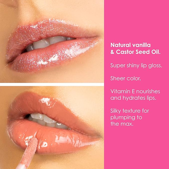 Winky Lux Birthday Cake Glossy Boss Lip Gloss - Non Sticky Lip Gloss, Clear Lip Oil & Lip Lacquer, Hydrating & Nourishing Lip Care, Soft Vanilla Scent