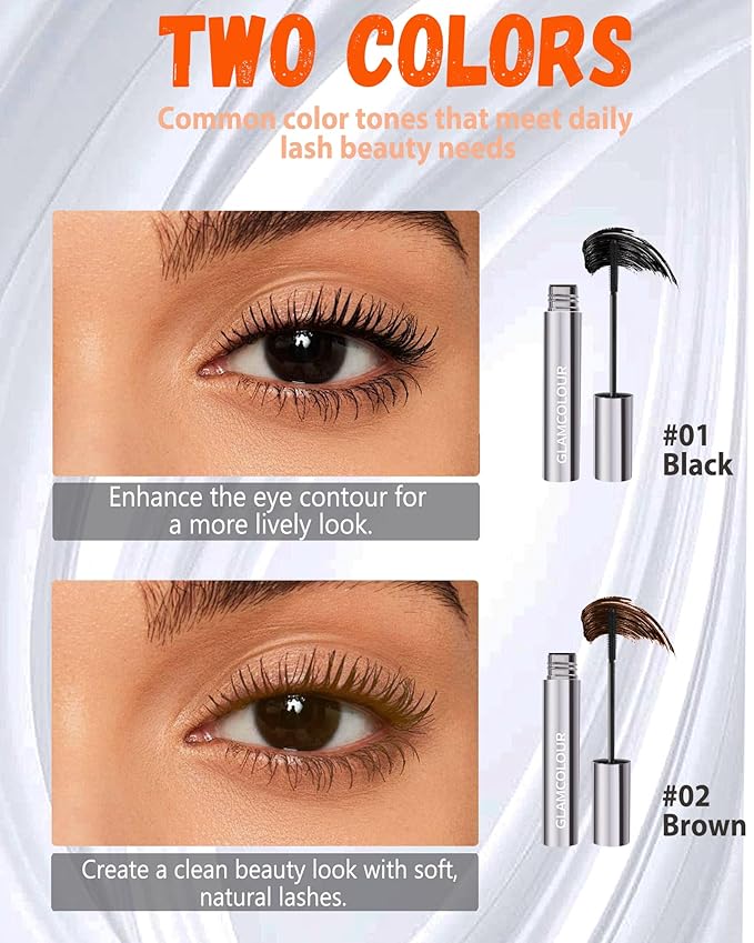 Mascara for Older Women 60 Plus, 2PCS Black Waterproof Mascara Volume and Length for Mature Women, Lengthening - Thin Long Lasting No Clumps Volumizing Mascaras Primer Ideal for Sensitive Eyes 01