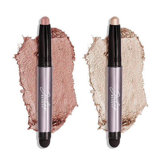 Julep Eyeshadow 101 Crème-to-Powder Waterproof Shadow Stick Duo – Long-Lasting, Crease-Proof, Easy Appy with Built-in Smudger - Pearl & Rose Shimmer