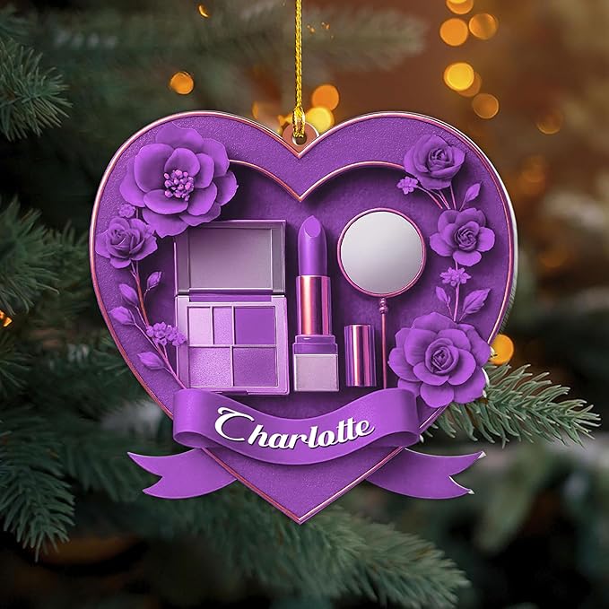 Personalized Makeup Tools Christmas Ornament 2025, Makeup Box Christmas Ornament Gift for Makeup Artist, Christmas Tree Decor for Makeup Shop, Gift for New Makeup Coworkers (Makeup 11)