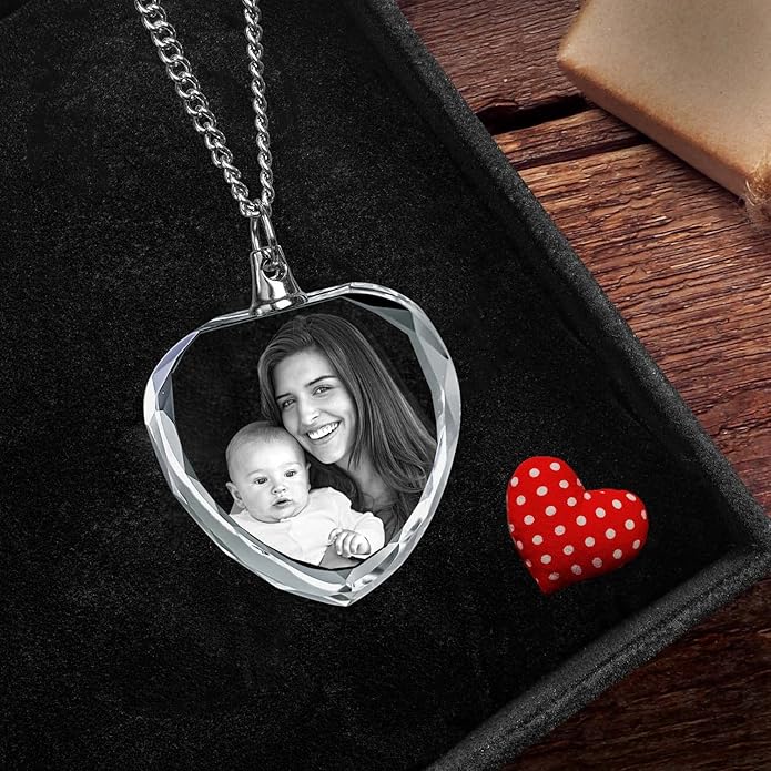 ArtPix 3D Crystal Photo, Personalized Gift Necklace Heart for Women, Wife, Her, Custom Gift for Dad, Father, Great Customized Gifts With Your Own Picture