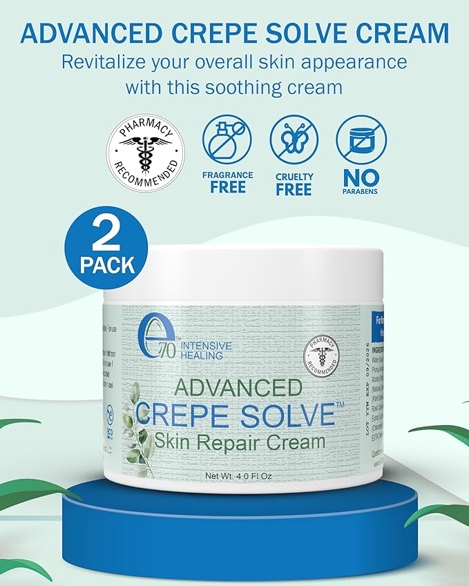 Crepe Skin Erase Cream Set (2 Pk, 4 Fl Oz each) - with Natural Oils, Licorice Root & Chamomile Extract - Crepey Skin Tightening and Firming Body Cream, Made in USA
