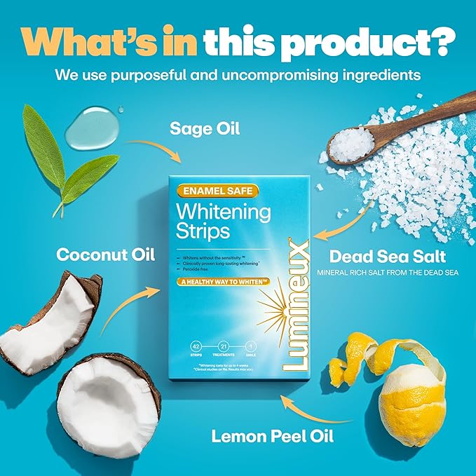 Lumineux Teeth Whitening Strips - 21 Treatments - Peroxide Free - Enamel Safe for Whiter Teeth - Whitening Without The Sensitivity - Dentist Formulated - Sensitivity